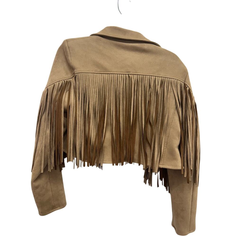 NWOT Altar’d State Women’s Fringe Suede Cropped Tan Jacket Size XS - Picture 3 of 3